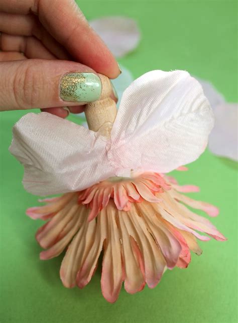 making doll clothes with fake flowers|clothes pin fairy doll.